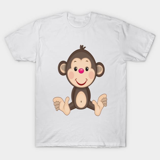 Monkey Cute Kawaii Cartoon T-Shirt by ProjectX23Red